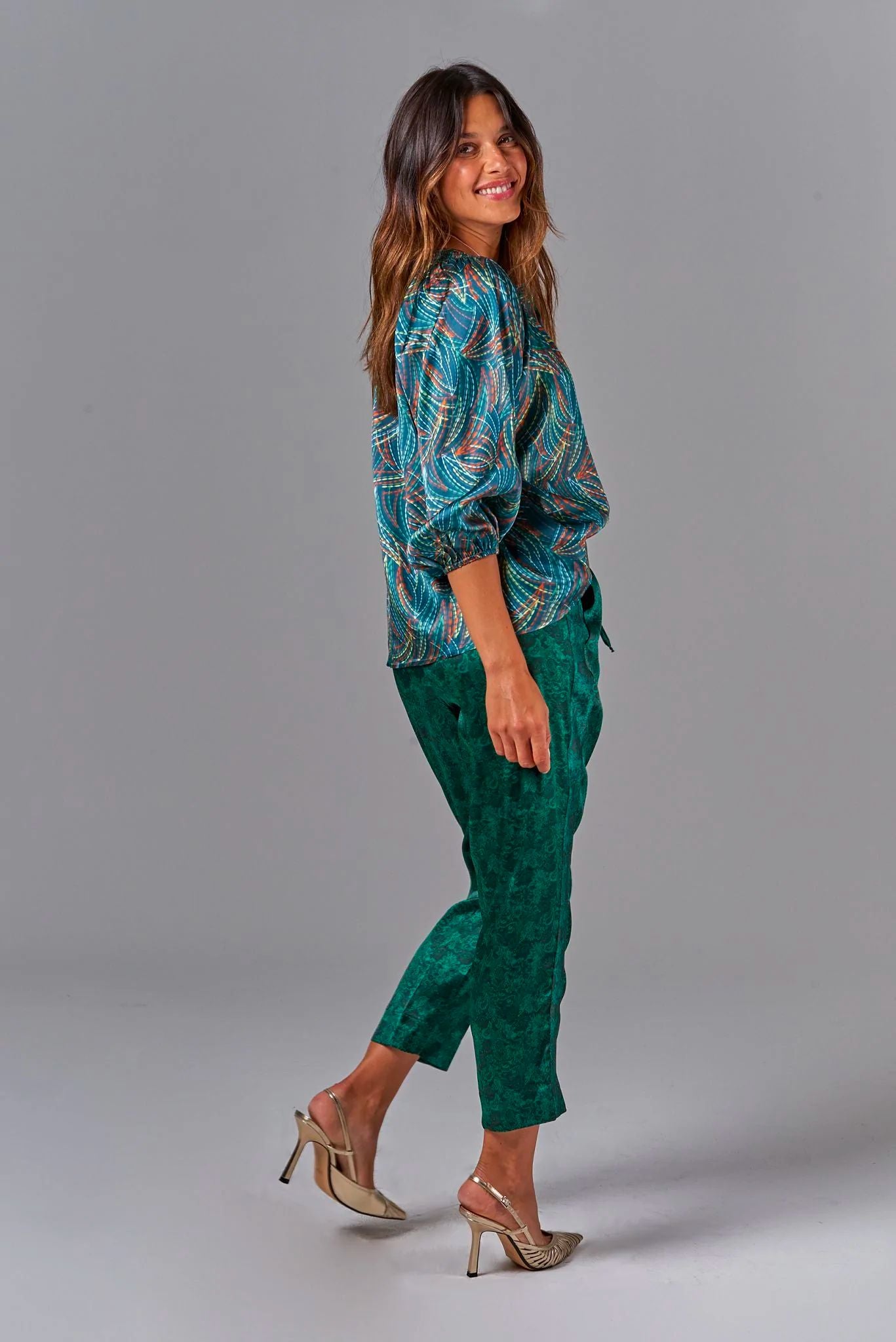 The Classic Blouse | Emerald Retro Geo