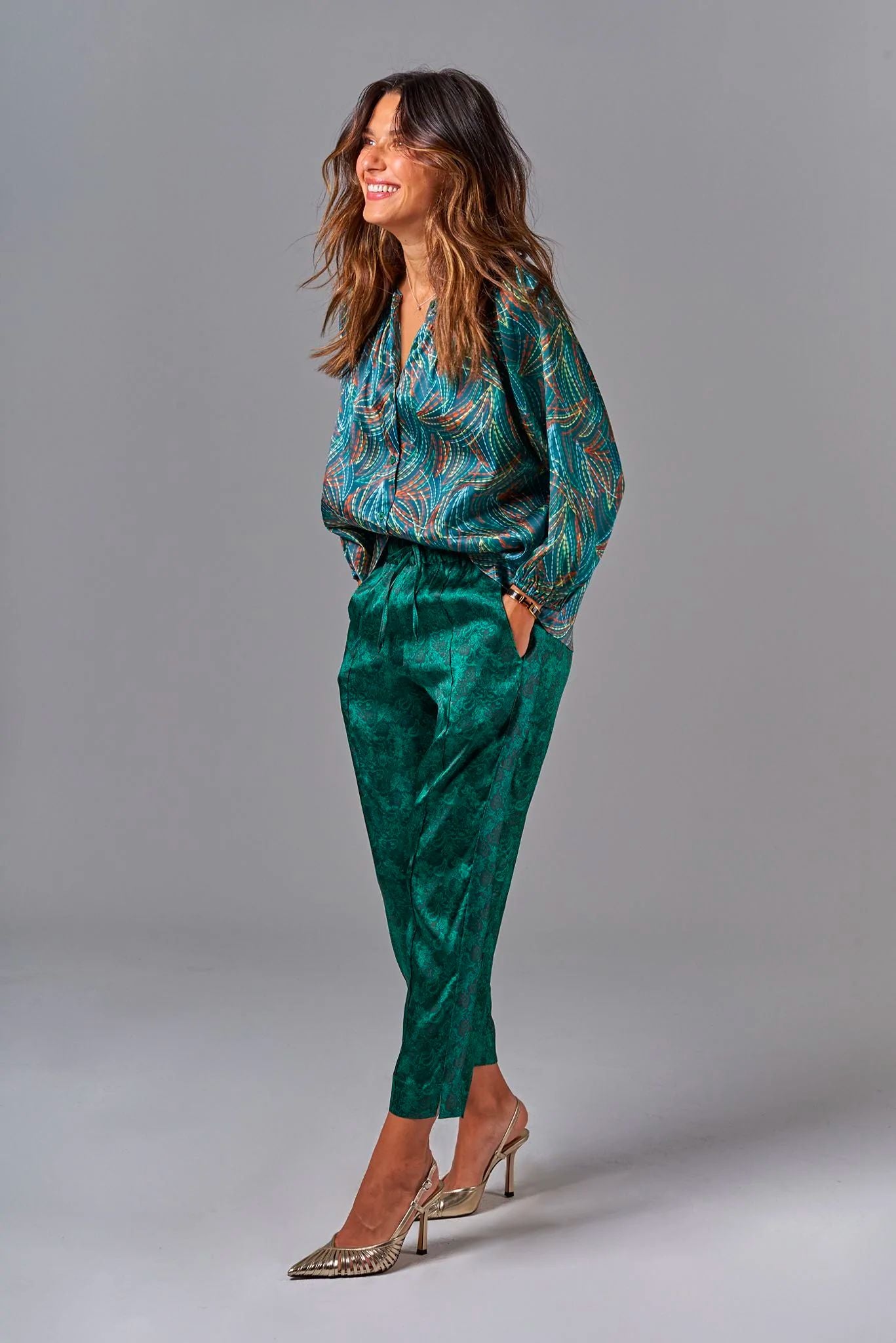 The Classic Blouse | Emerald Retro Geo