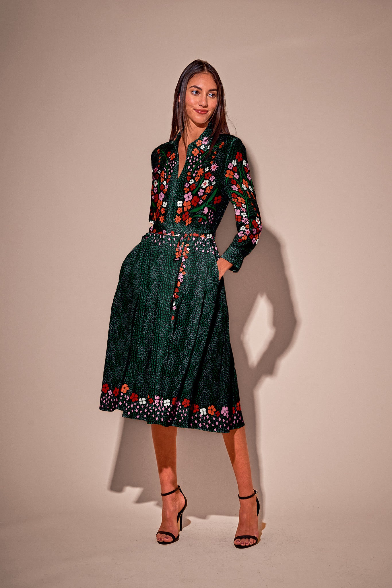 The Allyson Dress | Baroque Floral in Emerald