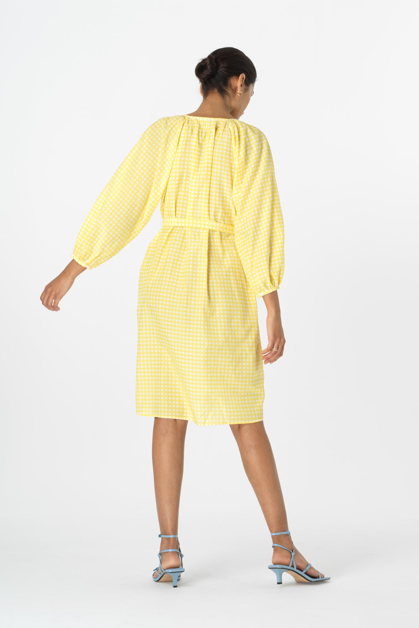 Classic Dress in Polished Cotton | Pale Yellow Gingham