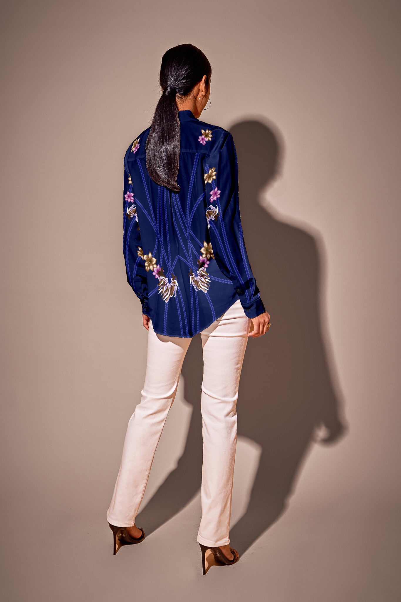 The Brooklyn Button Up | Art Nouveau Floral in Royal Blue