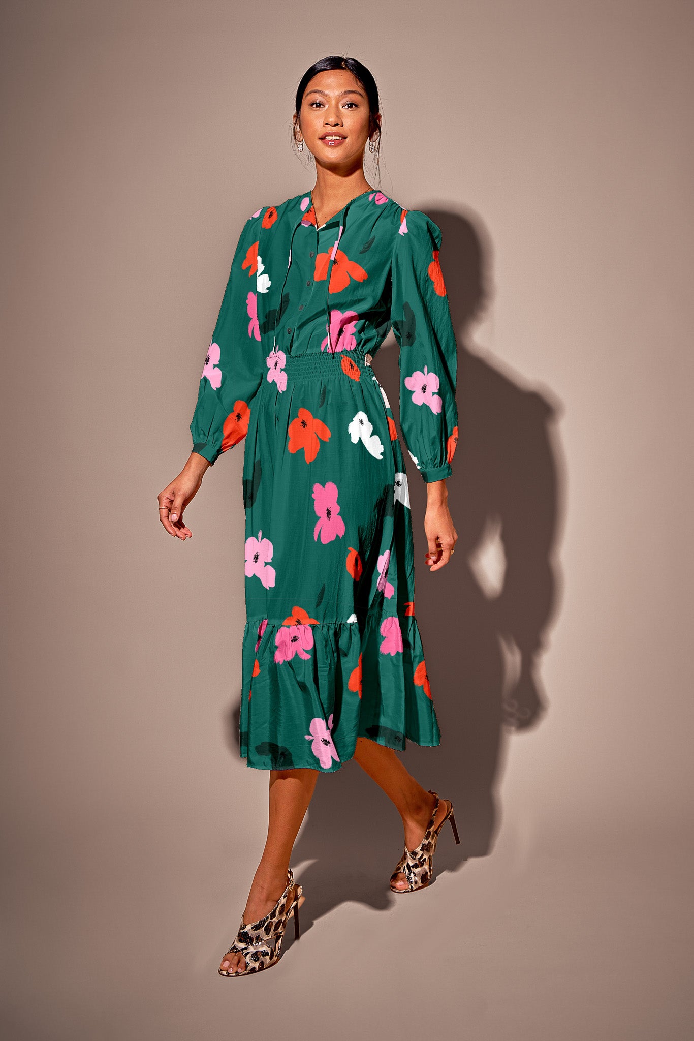 The Juliette Dress | Emerald Painted Poppies