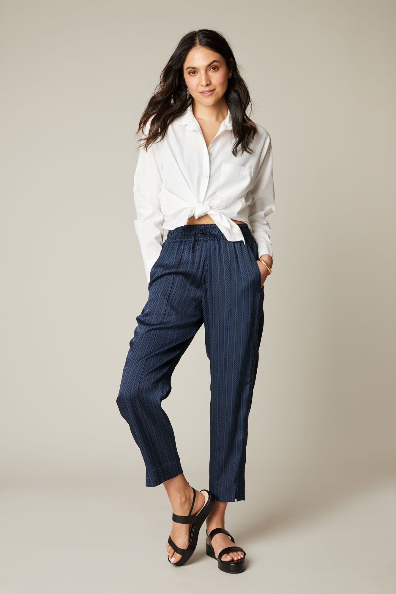 The Julia Pant | Navy Chevron