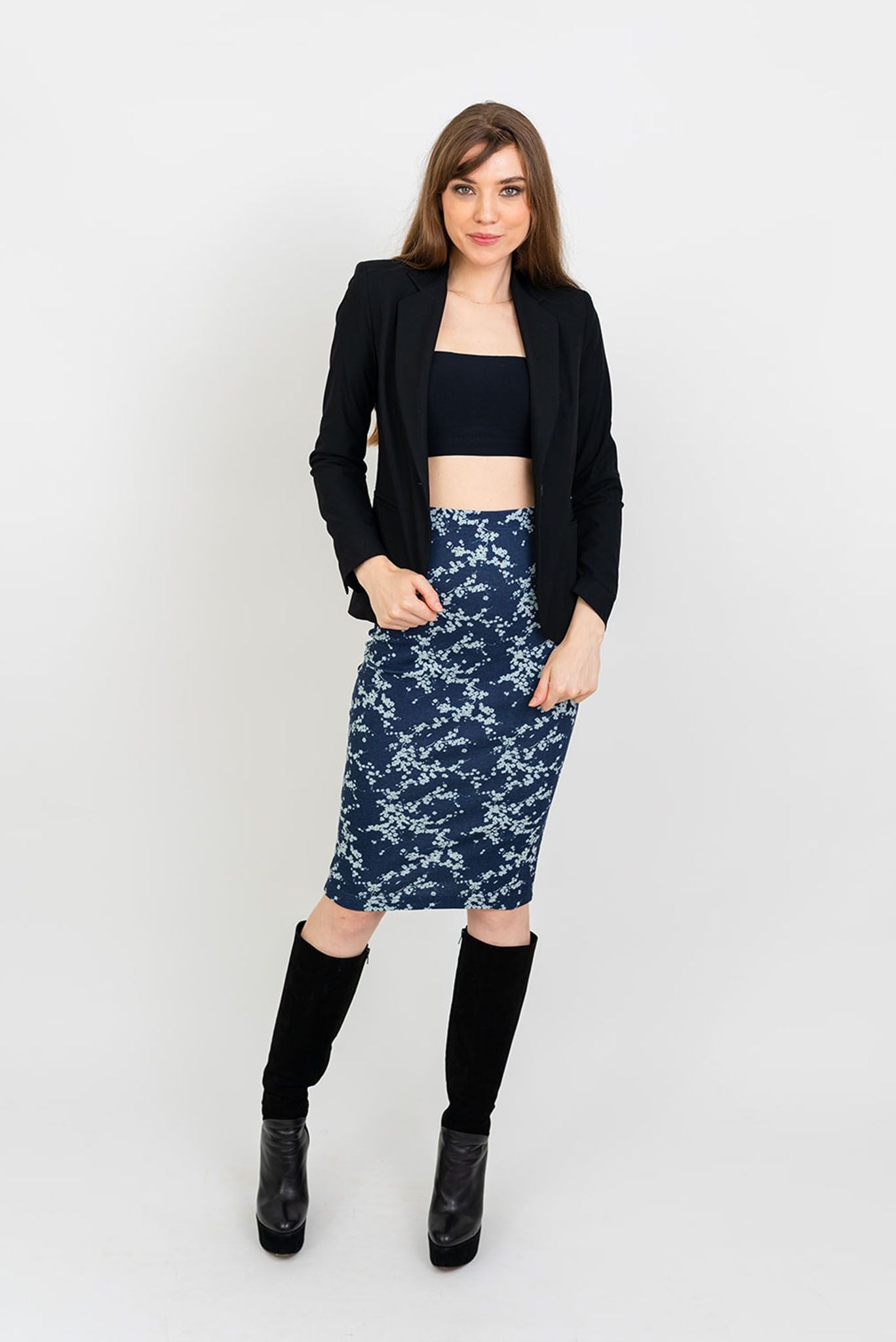 Sloan Knit Pencil Skirt | Navy Love Duet