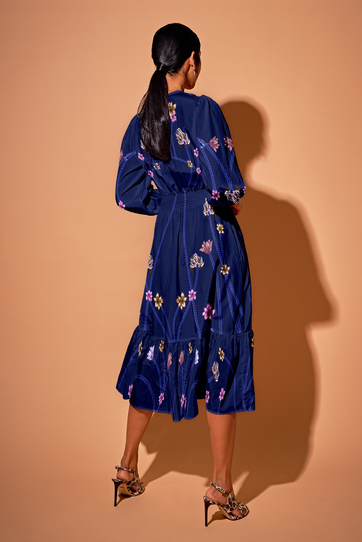 Juliette Dress | Art Nouveau Floral in Royal Blue