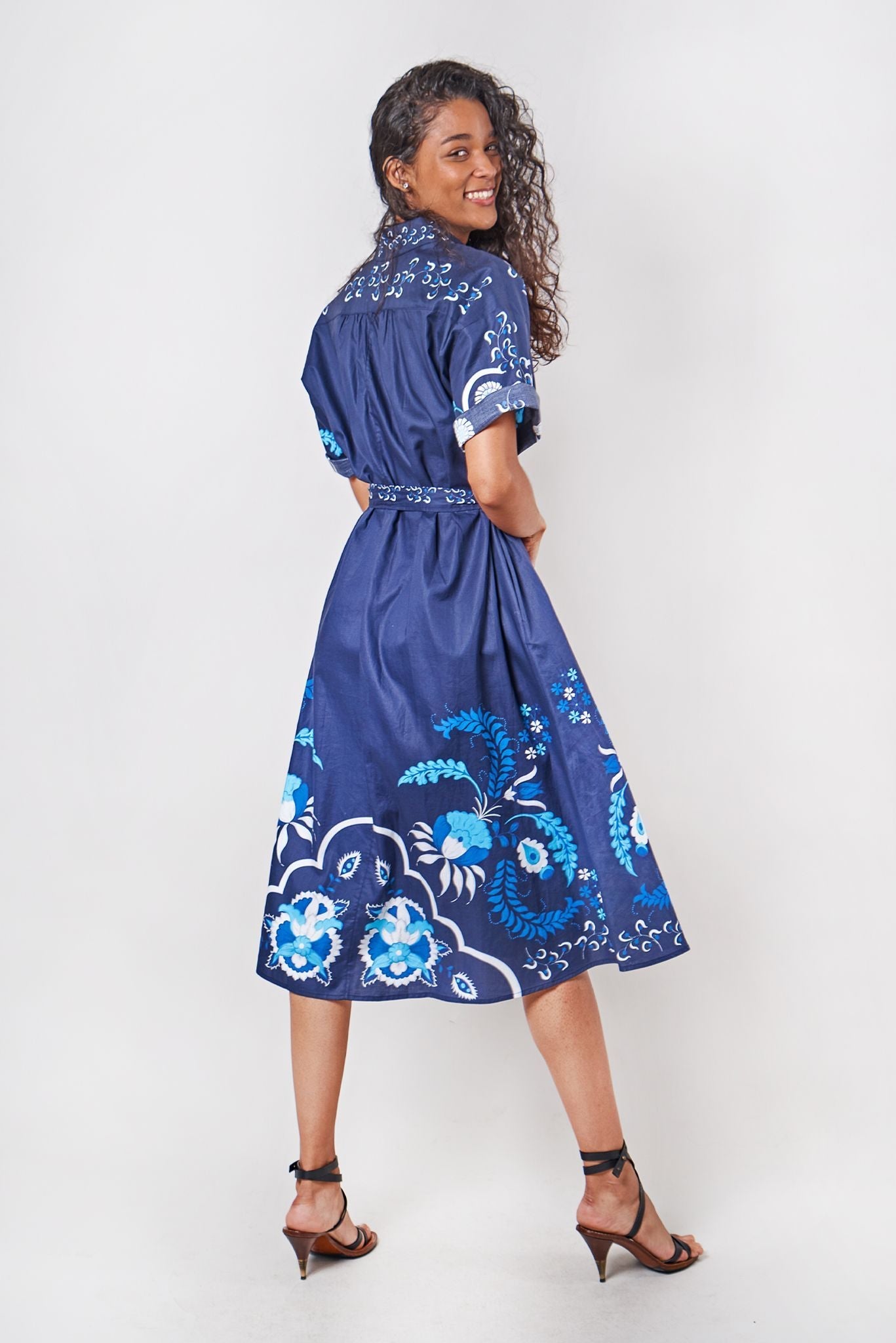 Sarah Shirtdress | Navy Dutch Blossoms