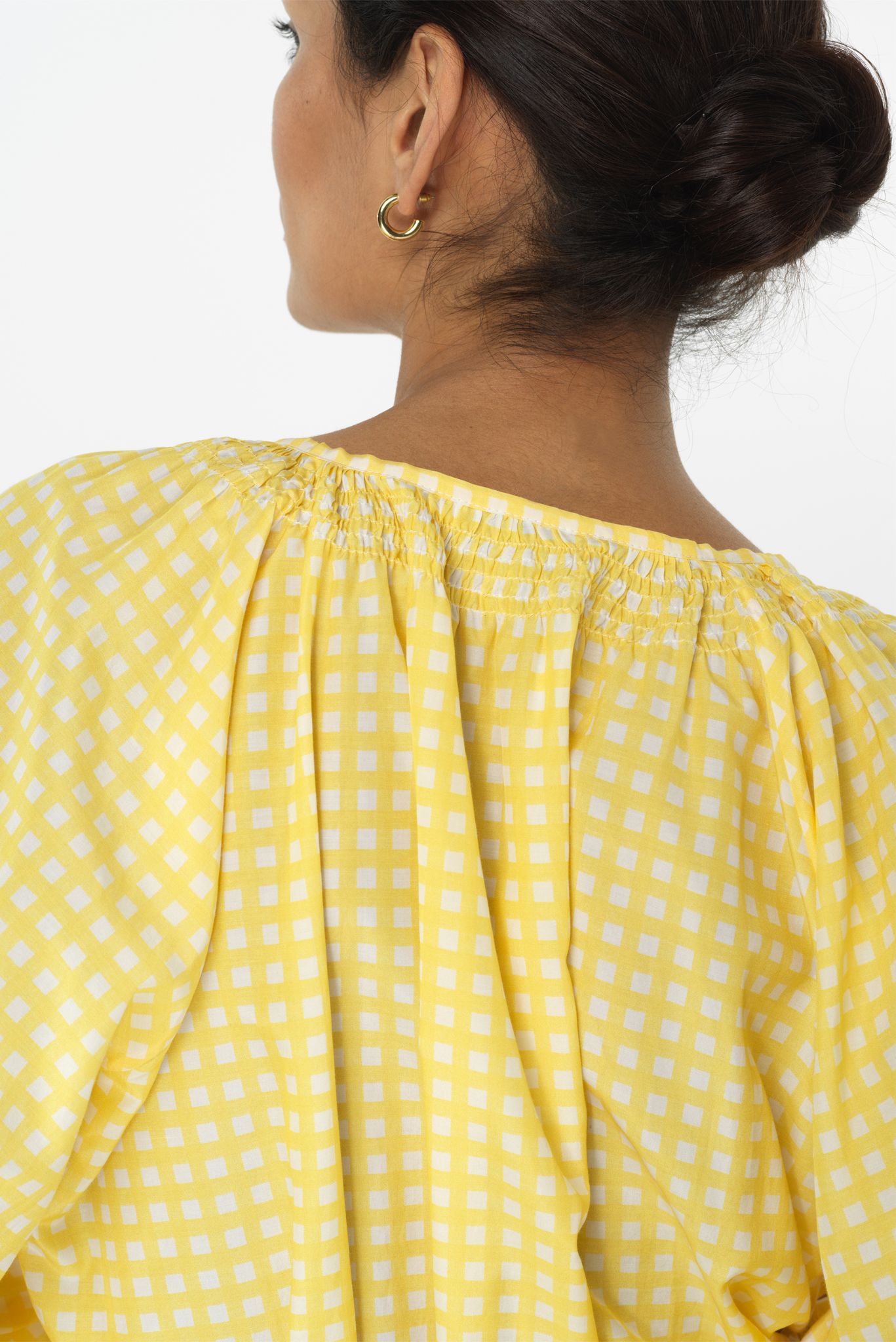 Classic Dress in Polished Cotton | Pale Yellow Gingham