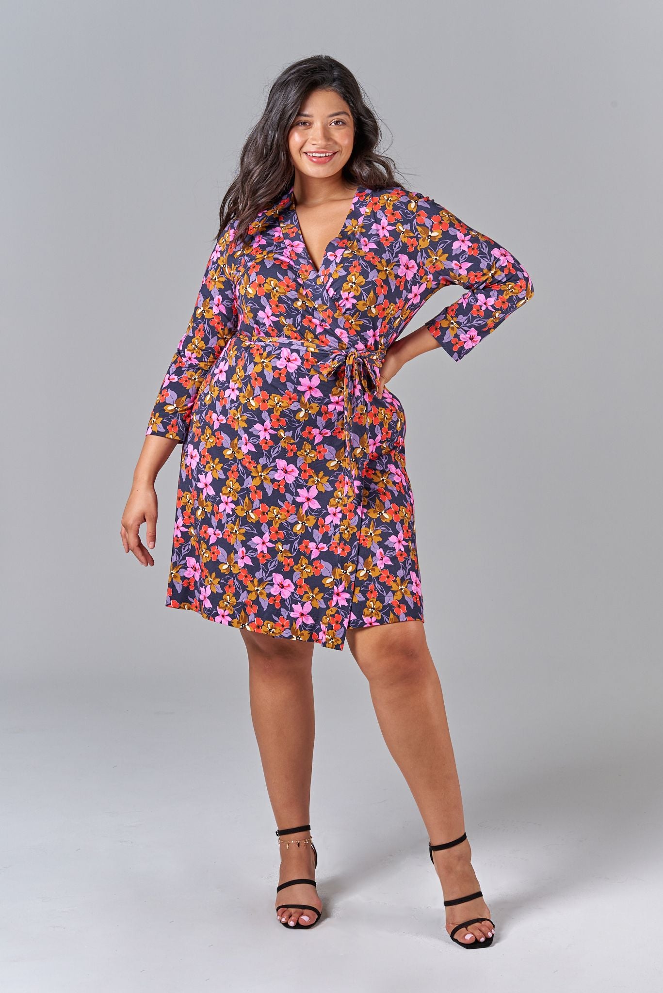 Rachel Wrap Dress | Pink Petals by Starlight