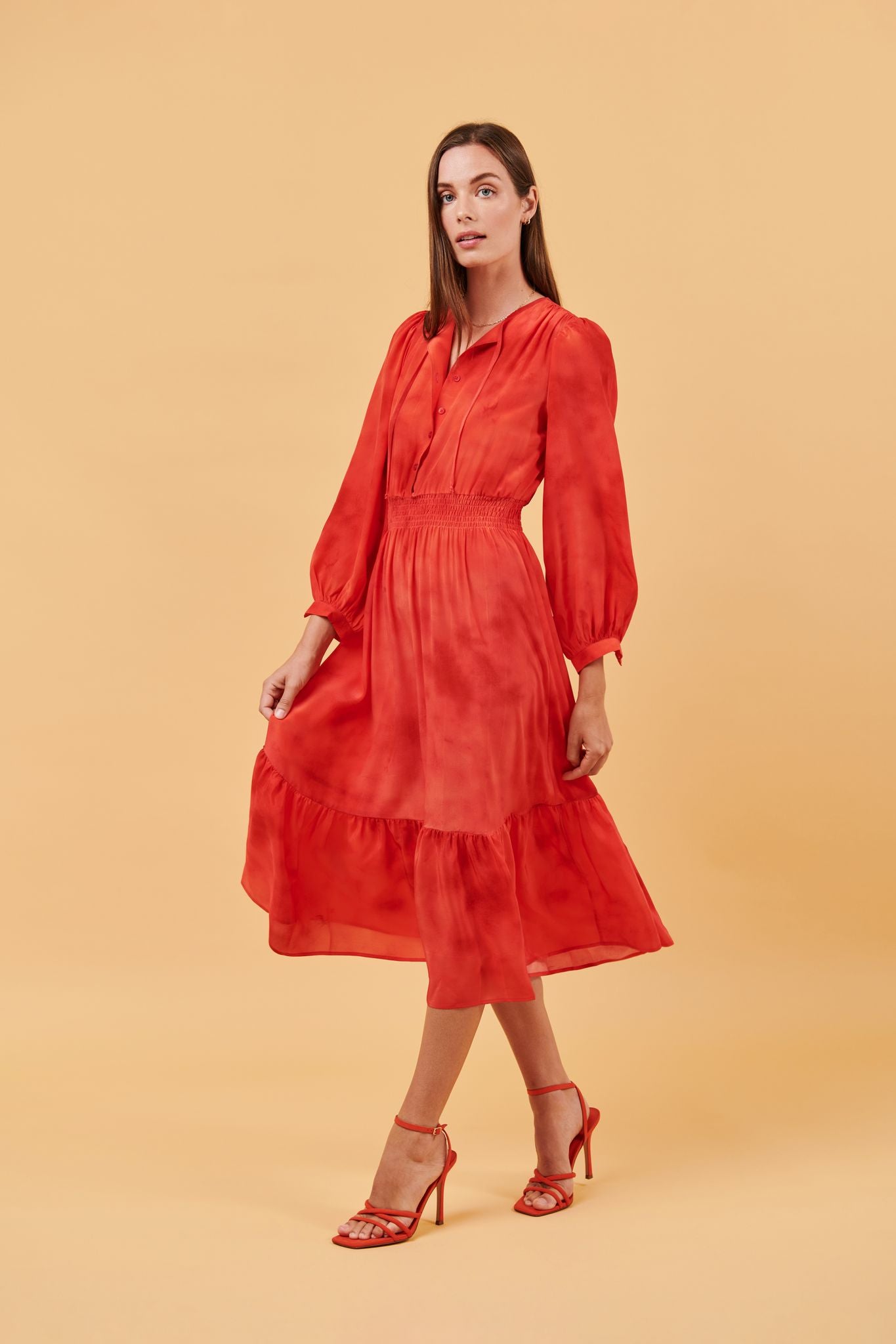 Juliette Dress | Red Coral Painter's Splash