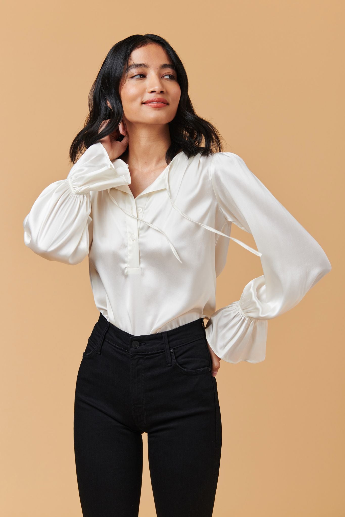 Juliette Blouse | Tucker White in Charmeuse