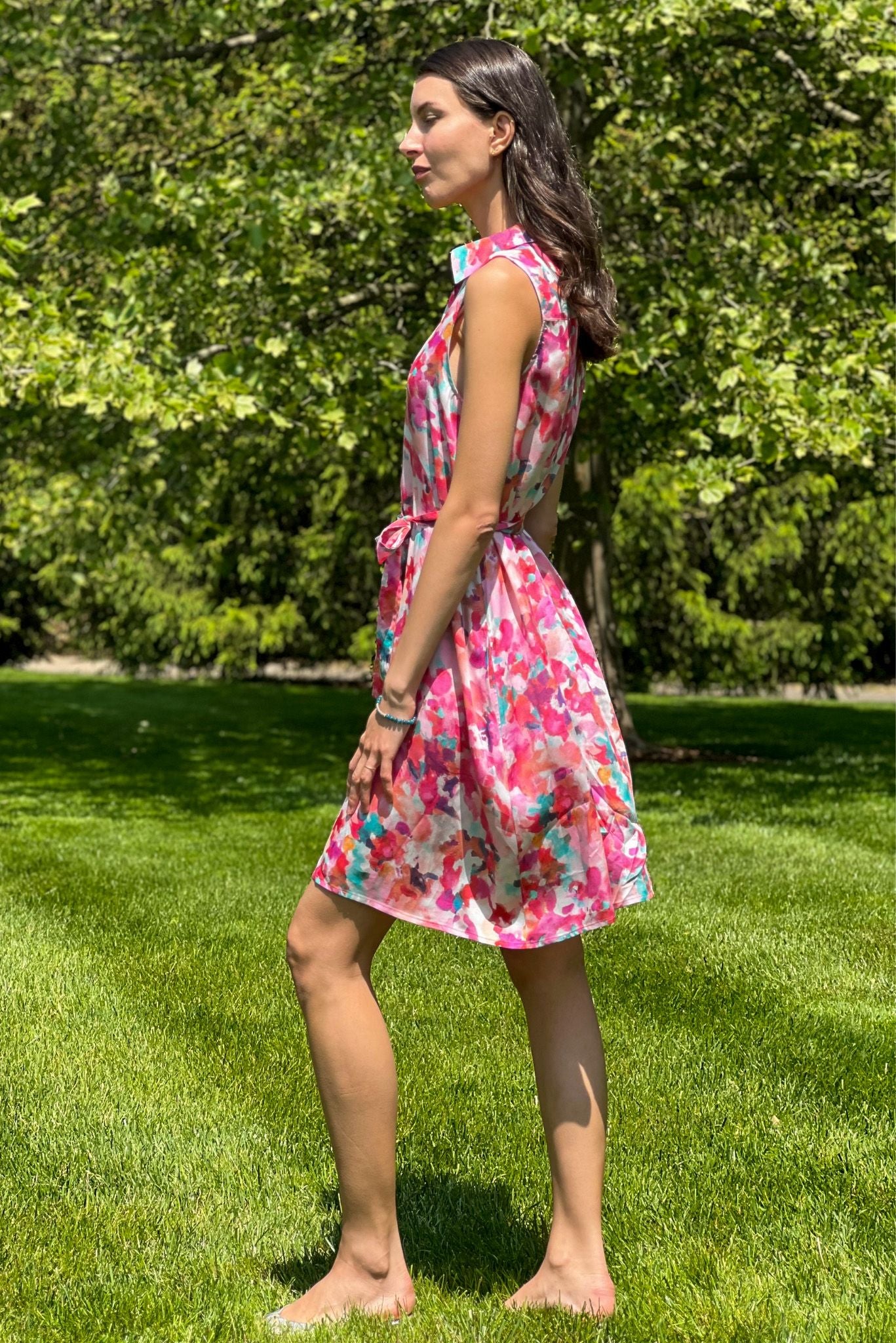 Sleeveless Sarah Shirtdress | Dancing Dahlias