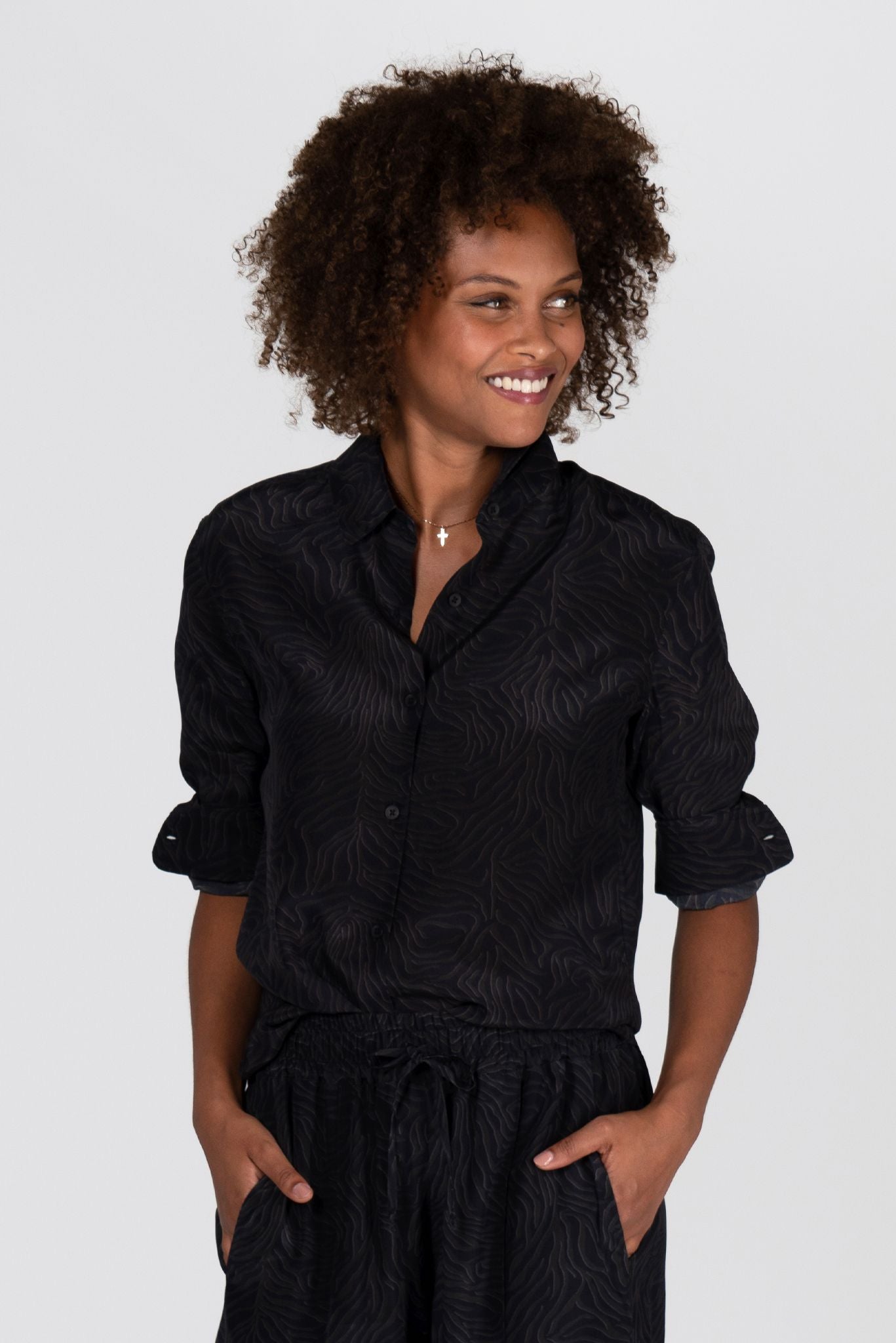 Brooklyn Button Up | Black Tiger