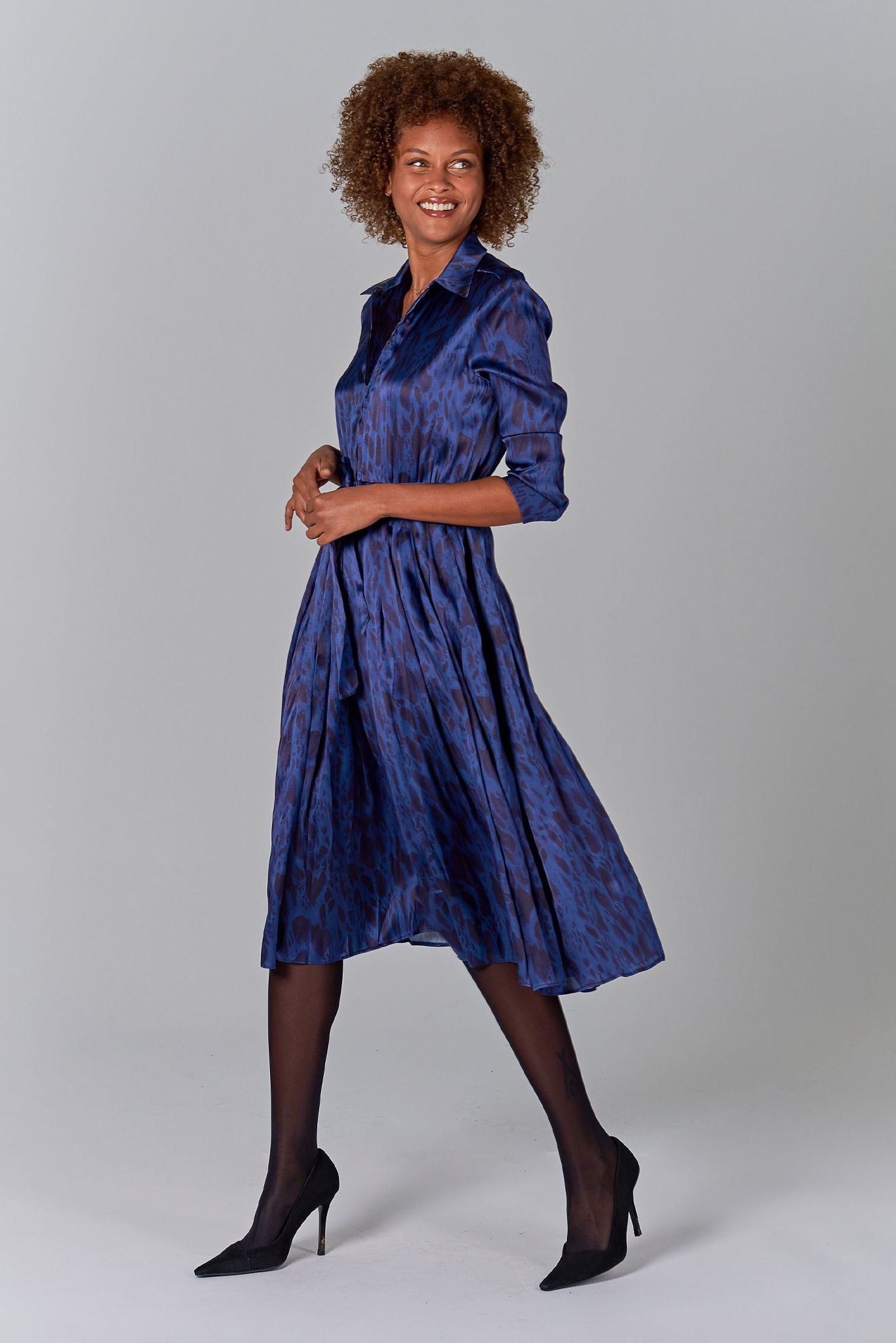 Allyson Dress in Silk | Indigo Safari