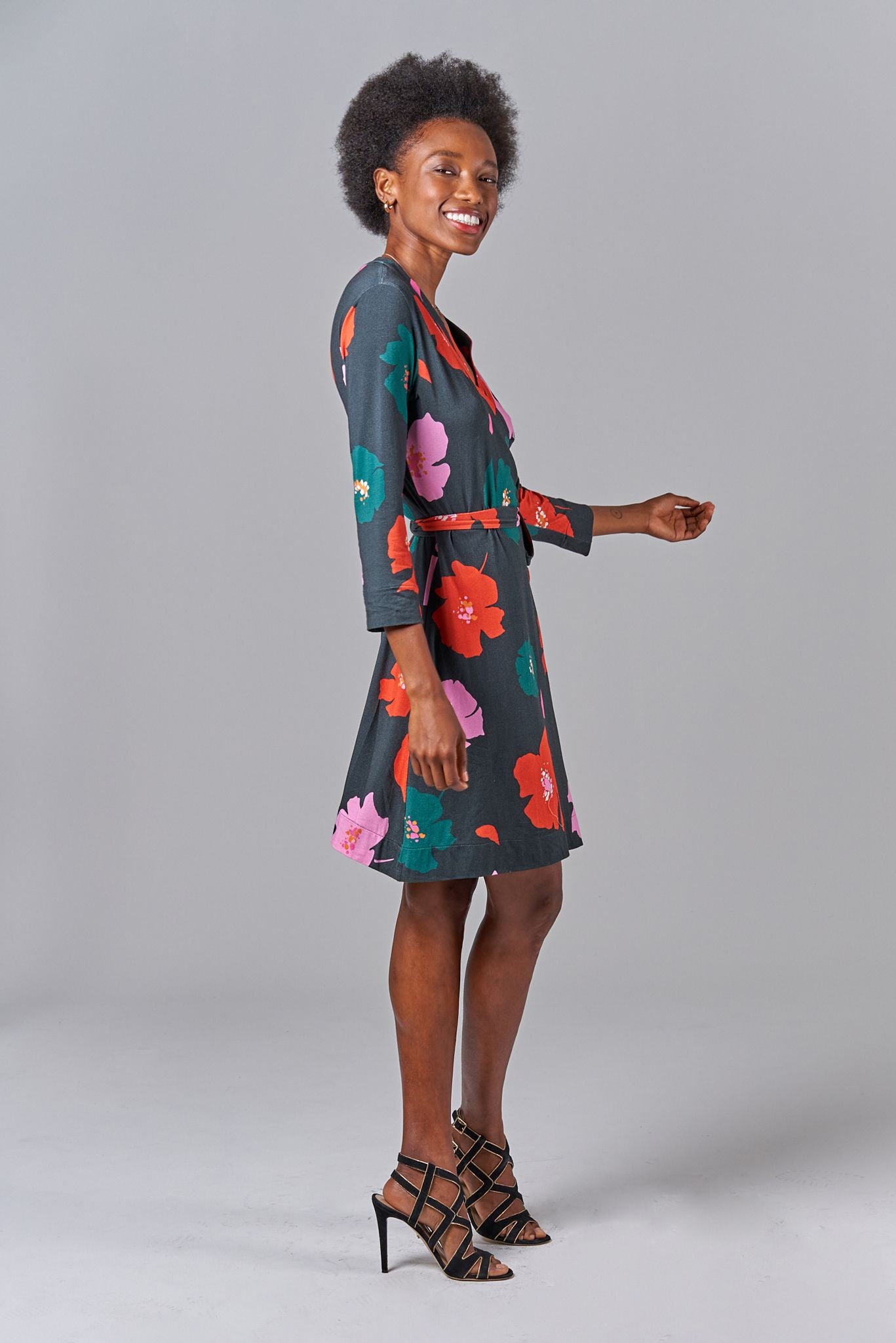 Rachel Wrap Dress | Evergreen Poppies