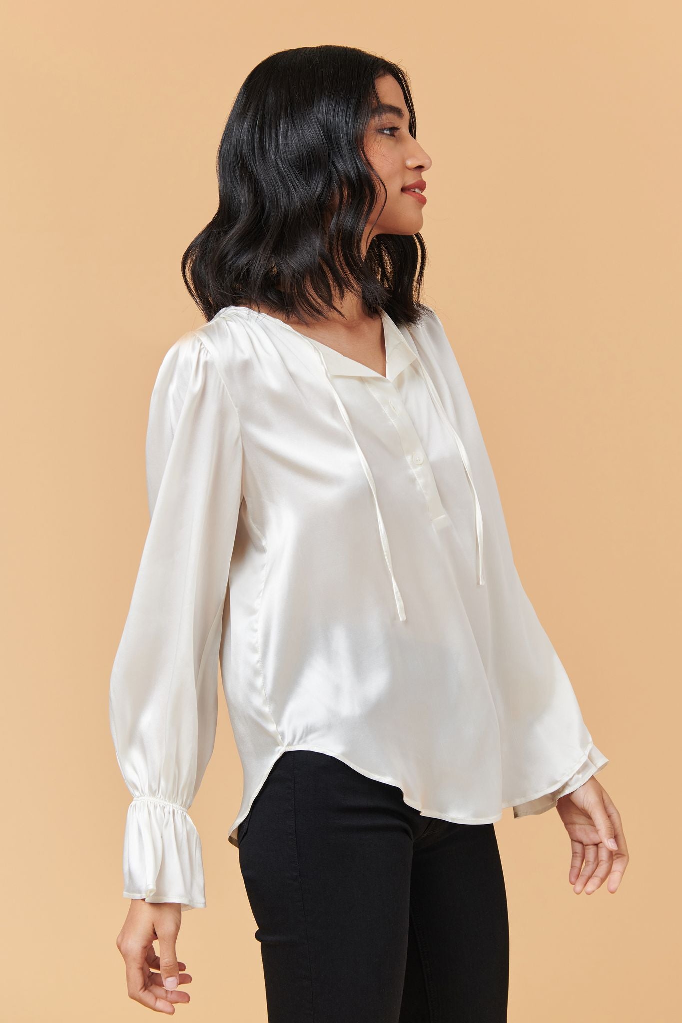 Juliette Blouse | Tucker White in Charmeuse