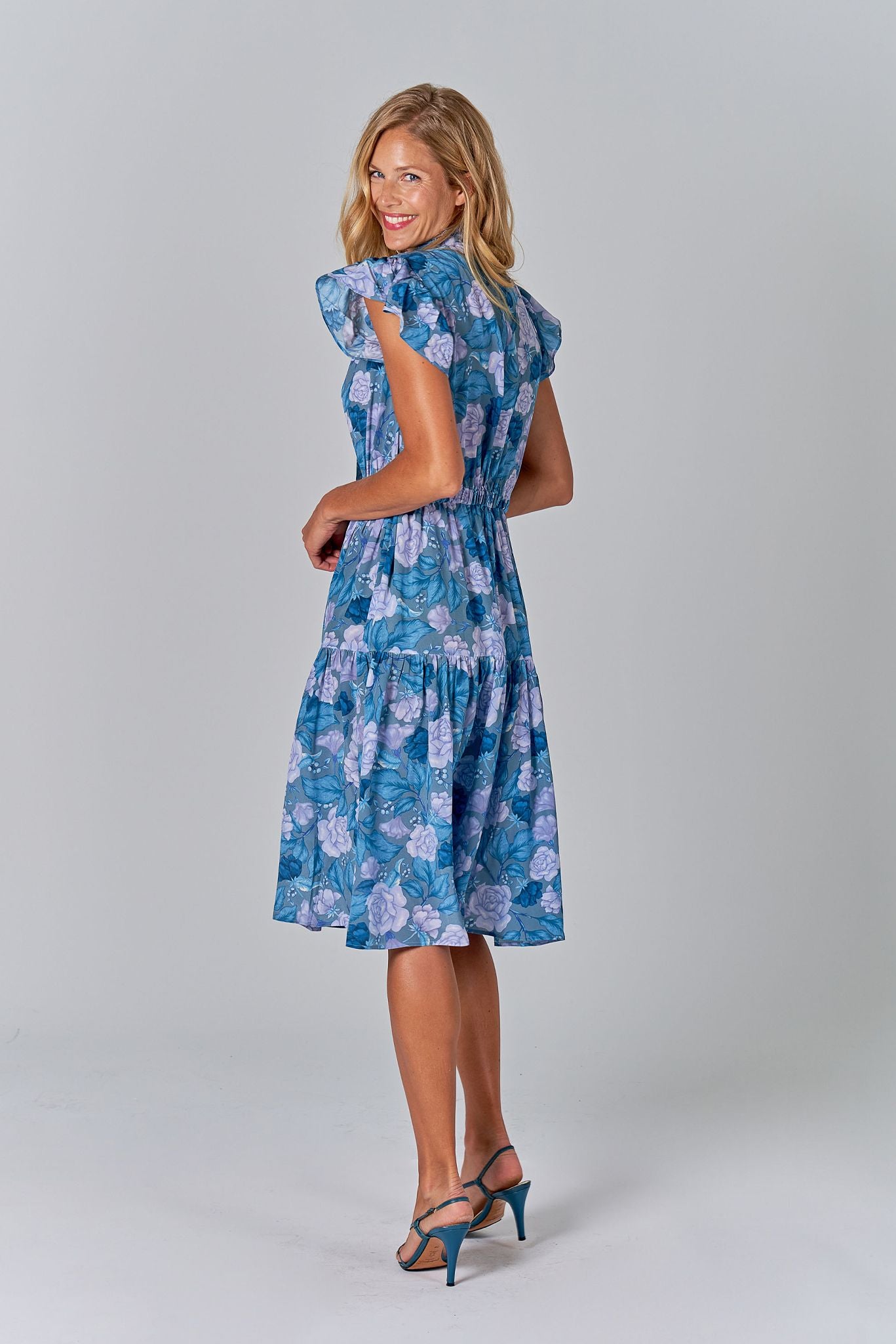 Willow Tie-Neck Dress | Cezanne's Garden in Blue