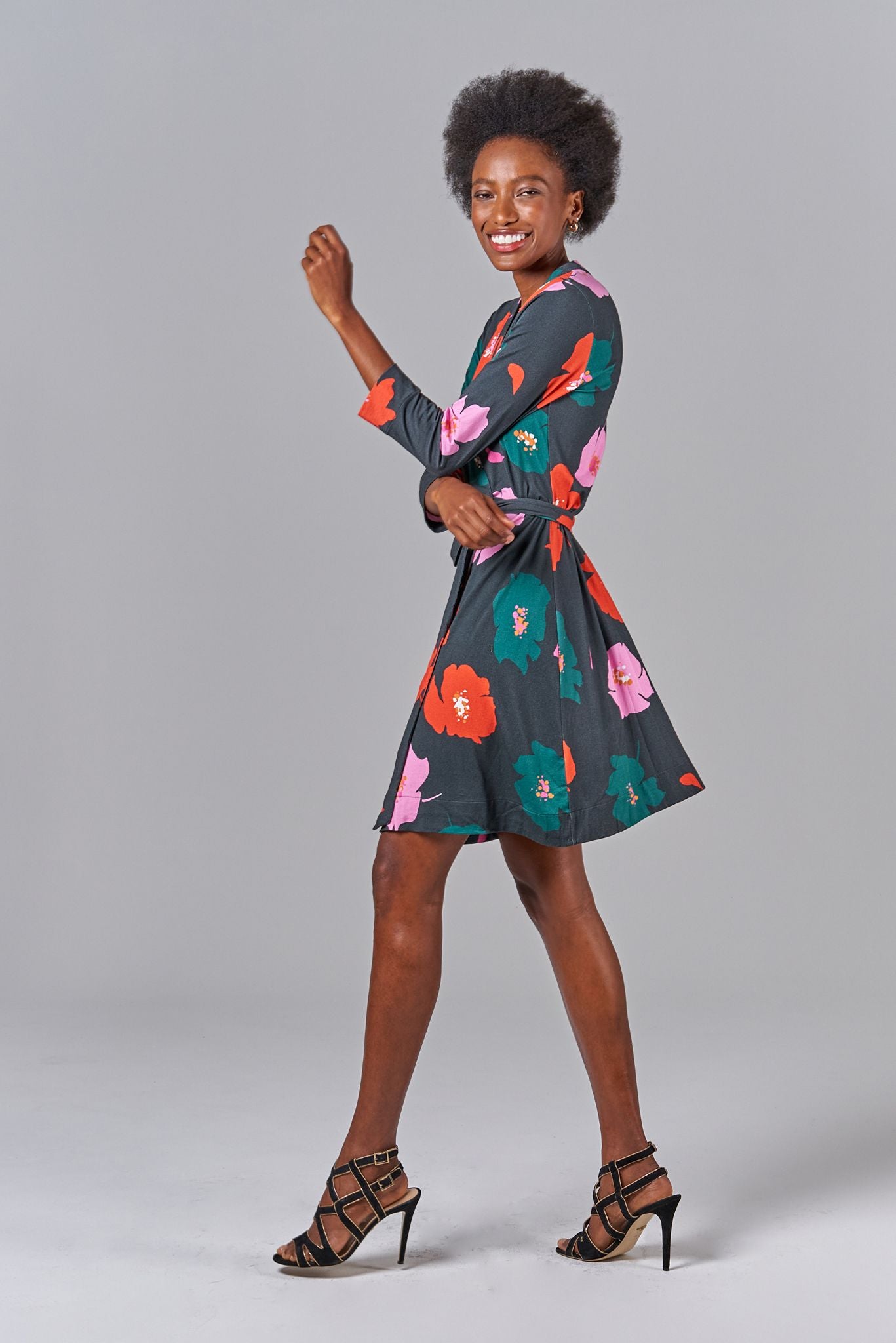 Rachel Wrap Dress | Evergreen Poppies