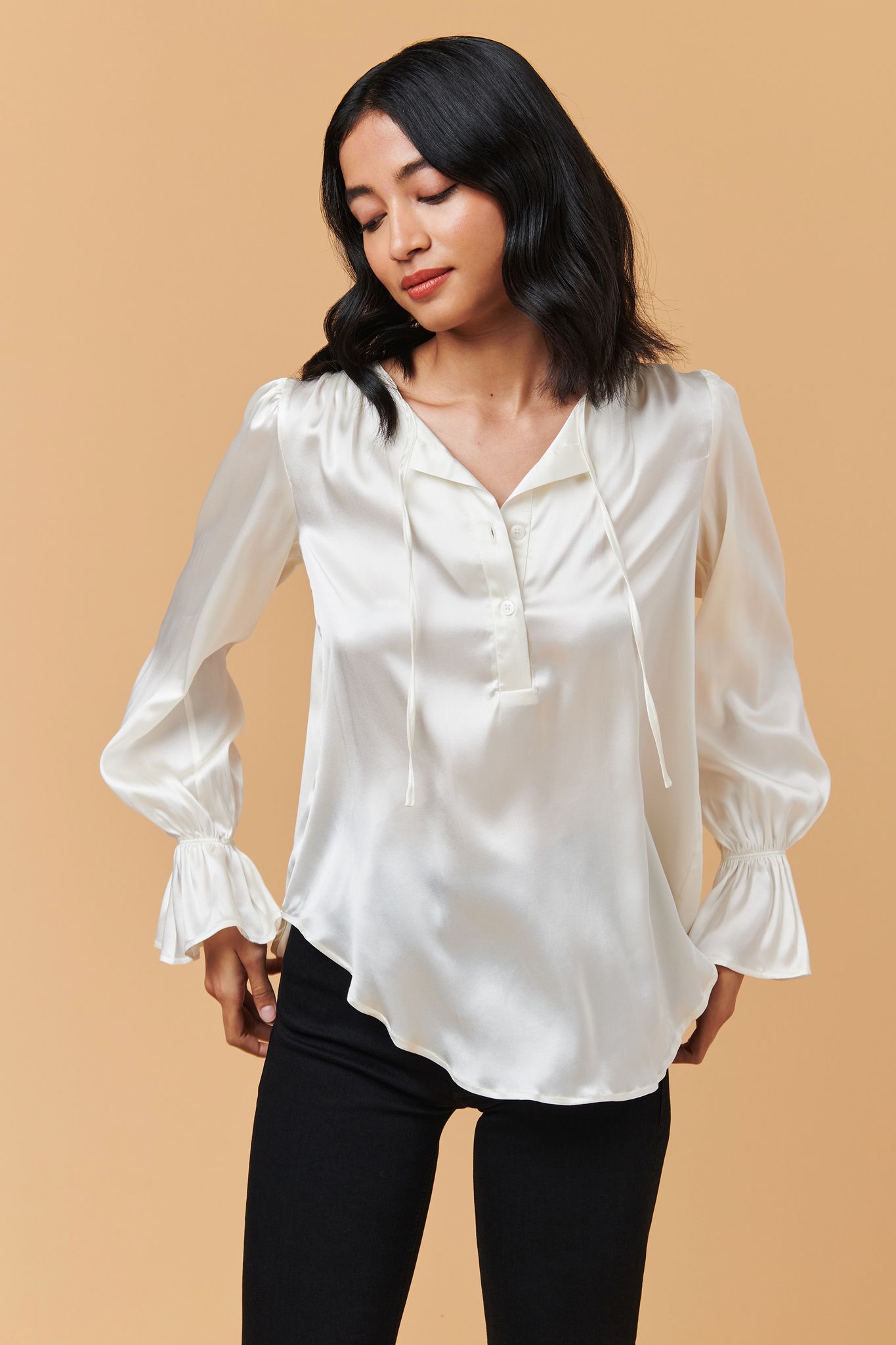 Juliette Blouse | Tucker White in Charmeuse